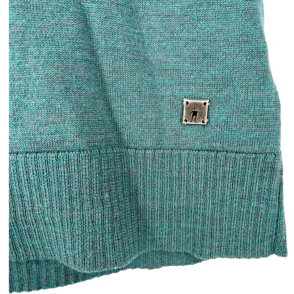 Smartwool Mens Merino Wool Crew Neck Colorblock Sweater Gray Teal Size Large - Picture 6 of 11